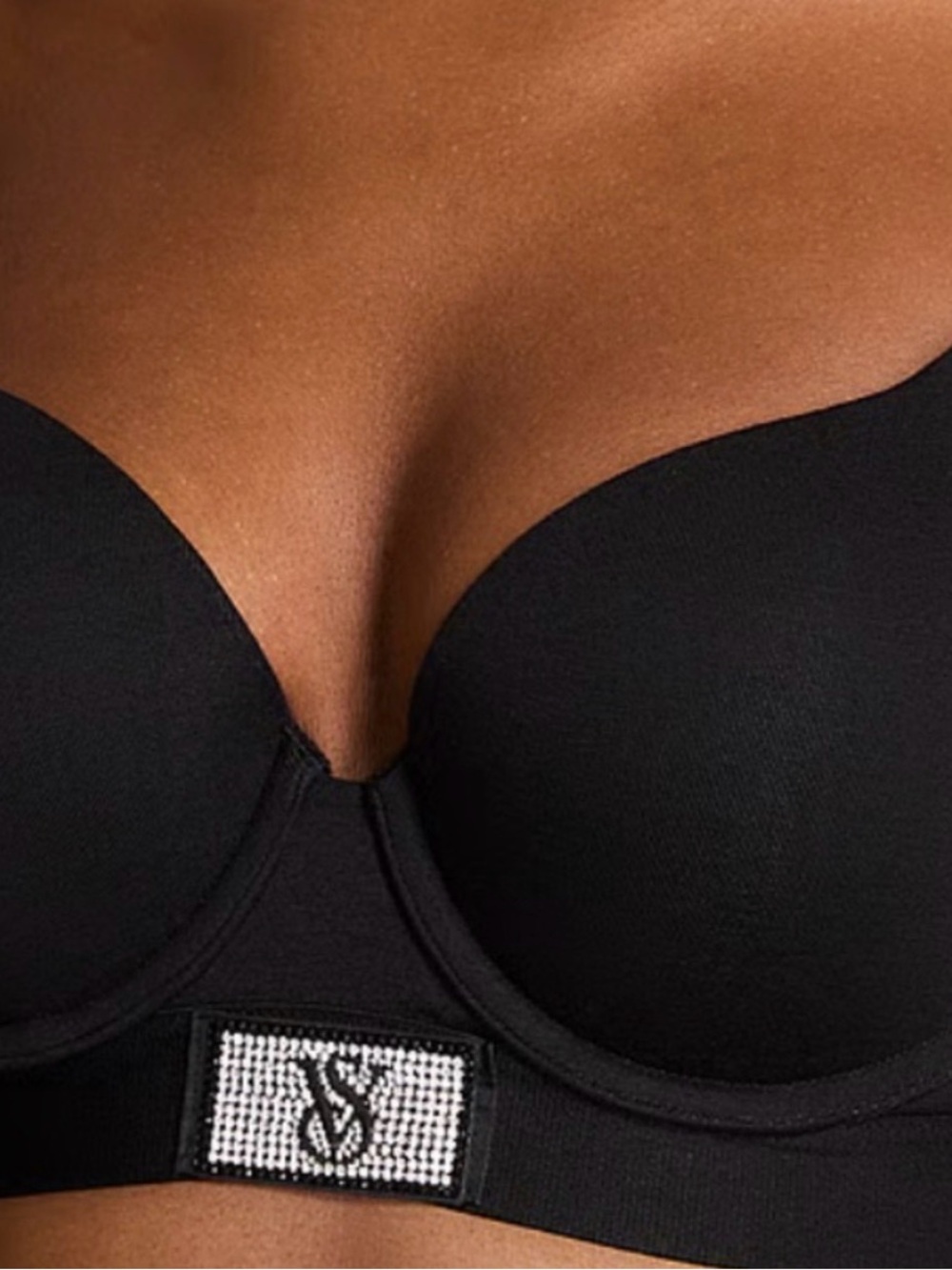 Victoria's Secret Black Longline Bra and panty set with Rhinestone Accent NWT - Picture 2 of 9